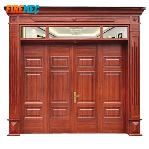 Mẫu cửa thép vân gỗ 4 cánh cân